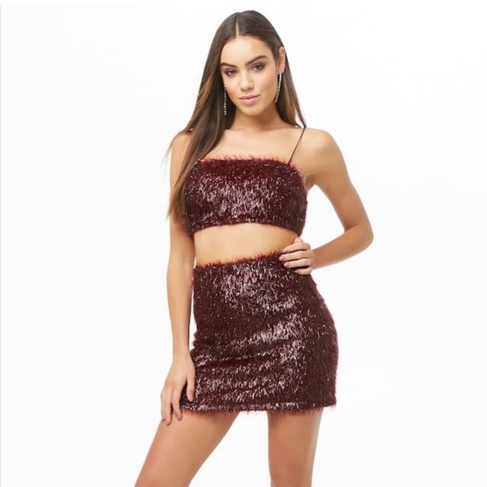 Forever 21 Fuzzy 2 Piece Skirt Set